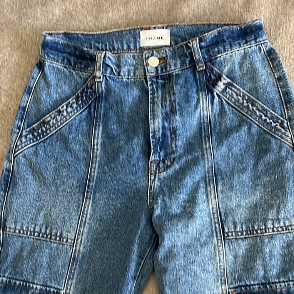 FRAME blue jeans cargo style open pockets like new! Wore 3 times.